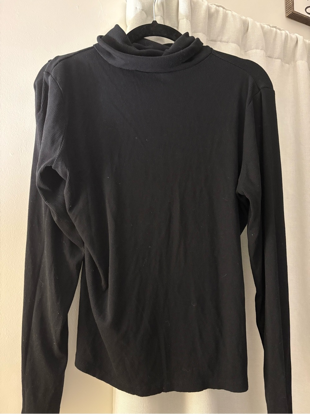 Sonoma Black Ribbed Long Sleeve Mock Neck Top